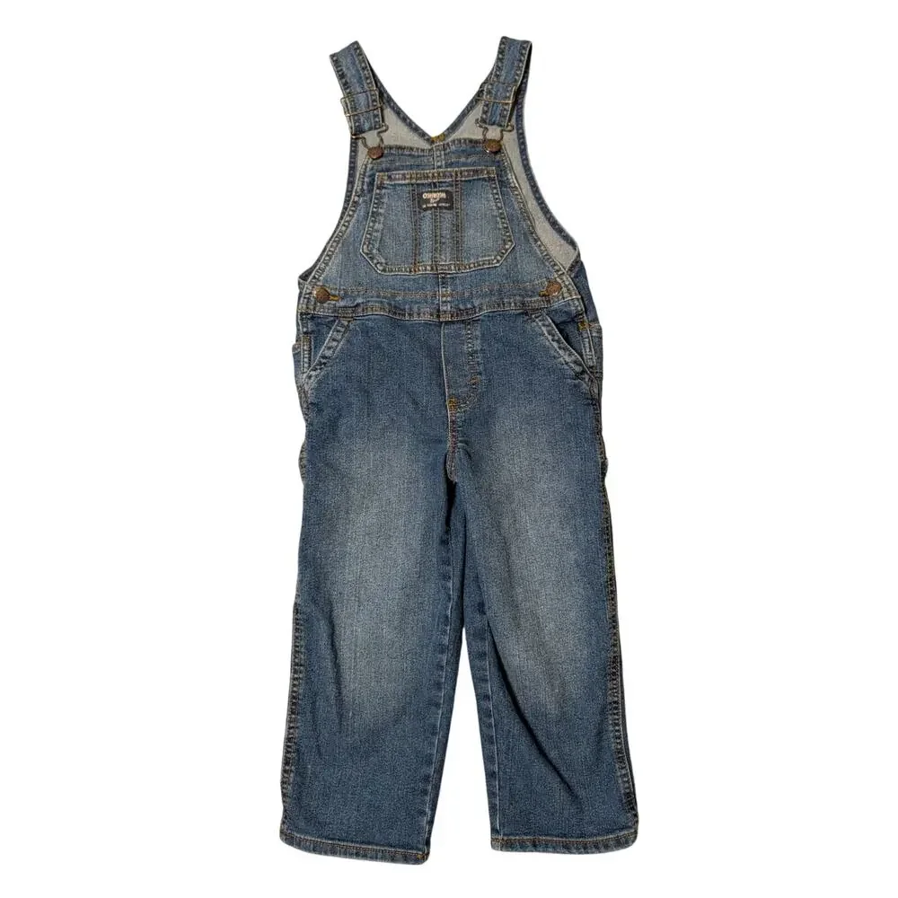 OshKosh B’gosh Vestbak Kids Blue Jeans Bib Overalls Denim Size 5T Toddler